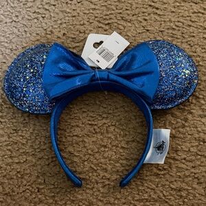 Disney Parks Wishes Come True Blue Sparkle Minnie Ears Headband